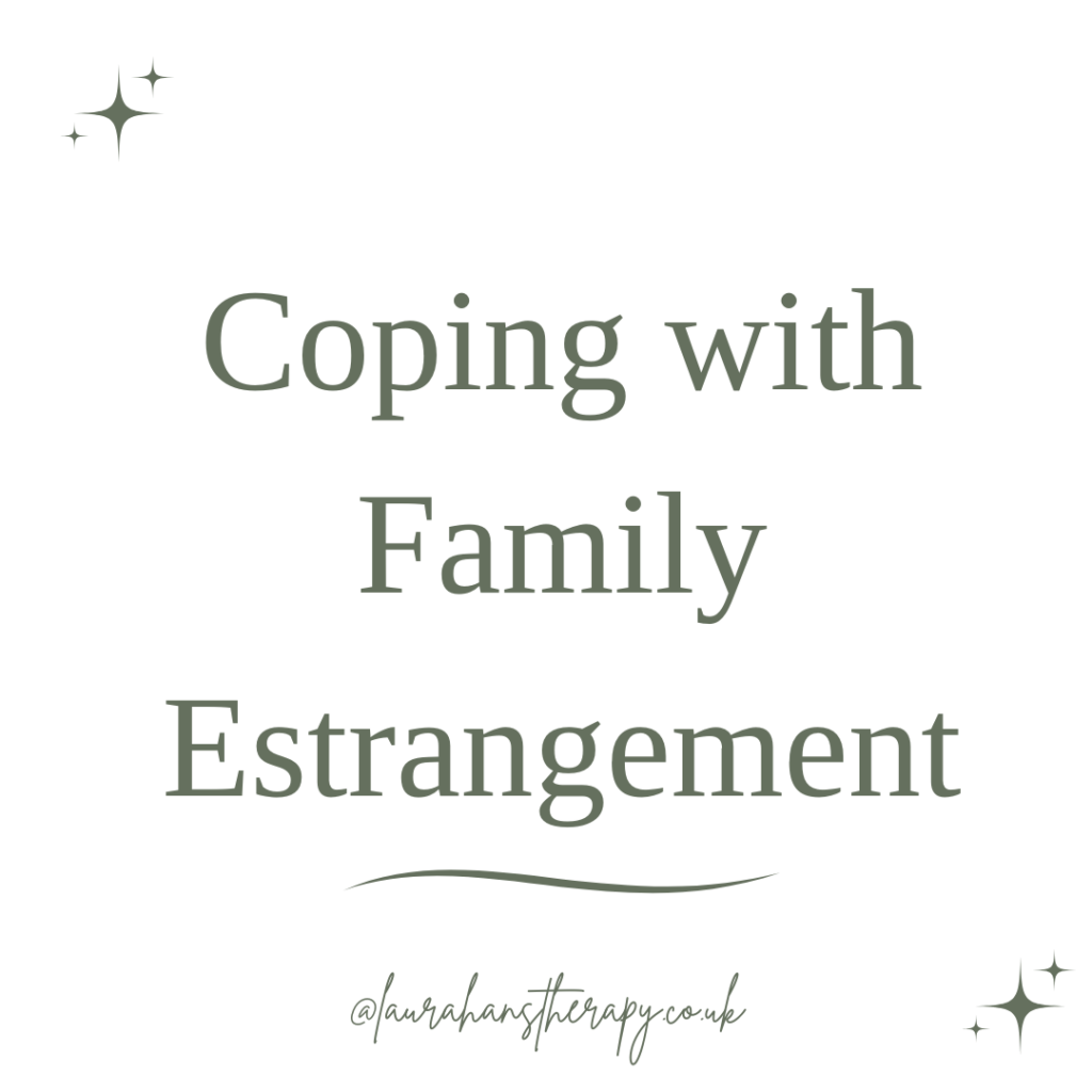 green and white coping with family estrangement graphic